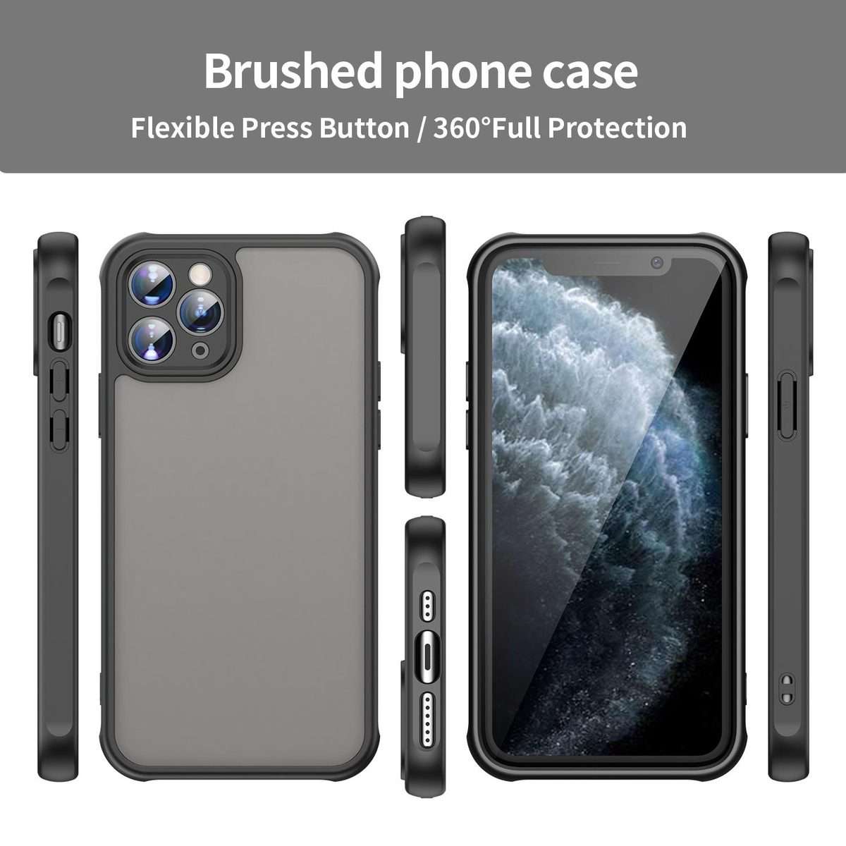 For iPhone 11 Pro Fan Dun Series TPU Hybrid PC Frosted Phone Case(Black)