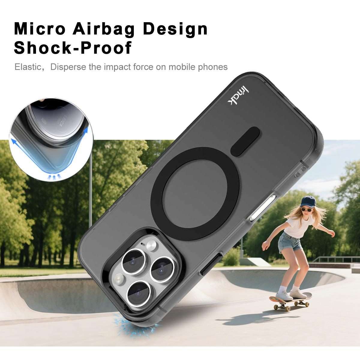 For iPhone 16 Pro IMAK Candy Series Shockproof MagSafe Phone Case(Black)
