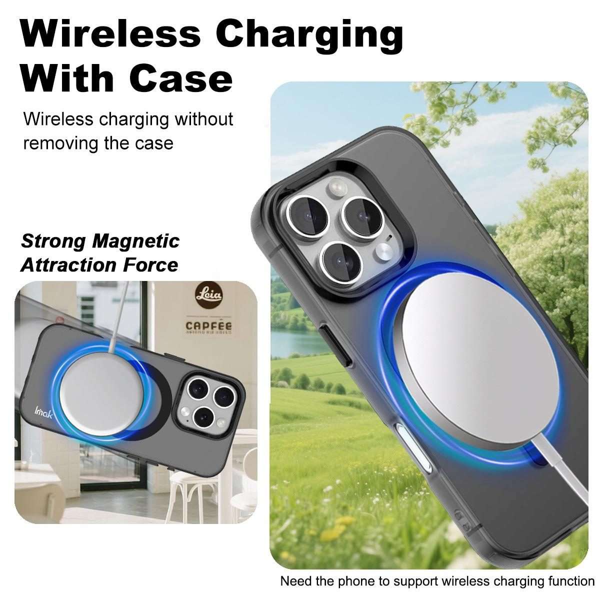 For iPhone 16 Pro Max IMAK Candy Series Shockproof MagSafe Phone Case(Black)