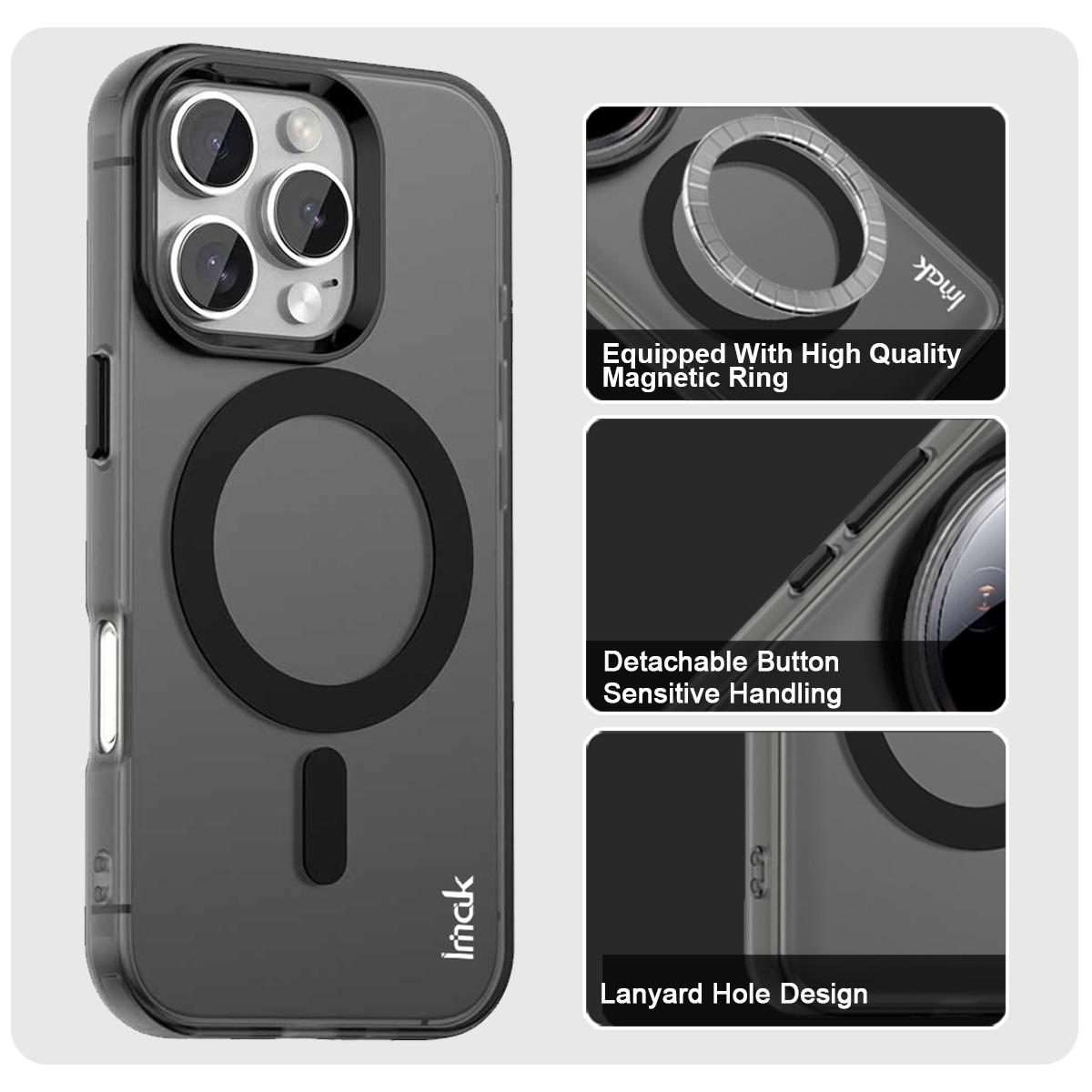 For iPhone 16 Pro Max IMAK Candy Series Shockproof MagSafe Phone Case(Black)