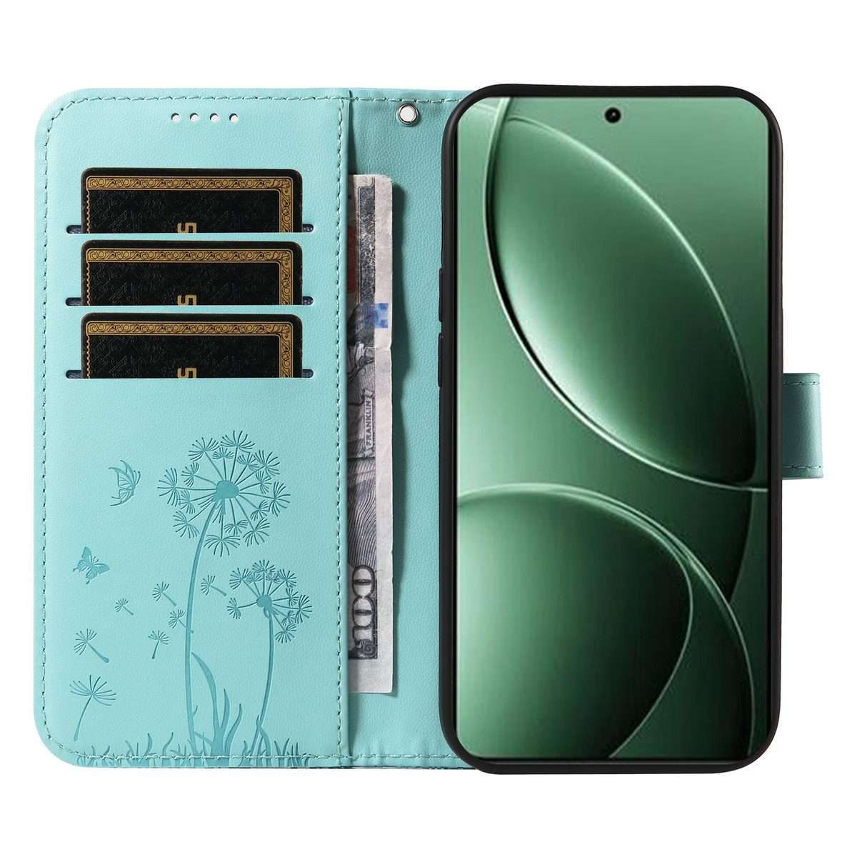 For Redmi K80 / K80 Pro Dandelion Embossed Pattern Flip Leather Phone Case(Green)
