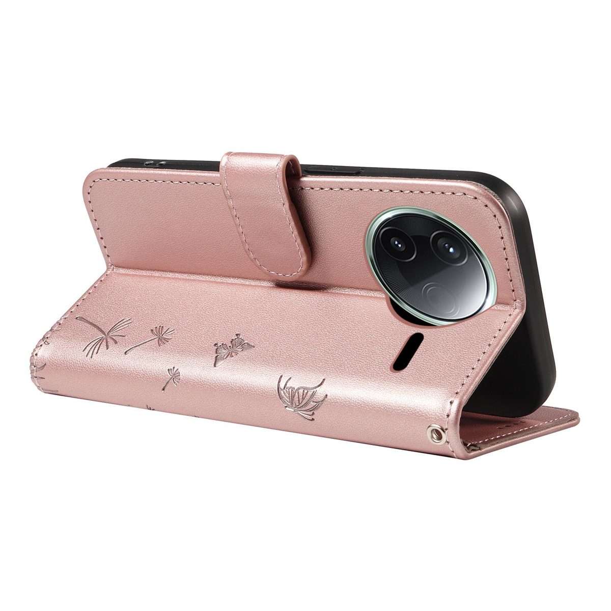 For Redmi K80 / K80 Pro Dandelion Embossed Pattern Flip Leather Phone Case(Rose Gold)