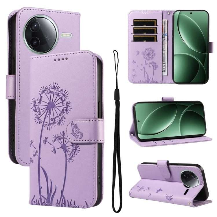 For Redmi K80 / K80 Pro Dandelion Embossed Pattern Flip Leather Phone Case(Purple)