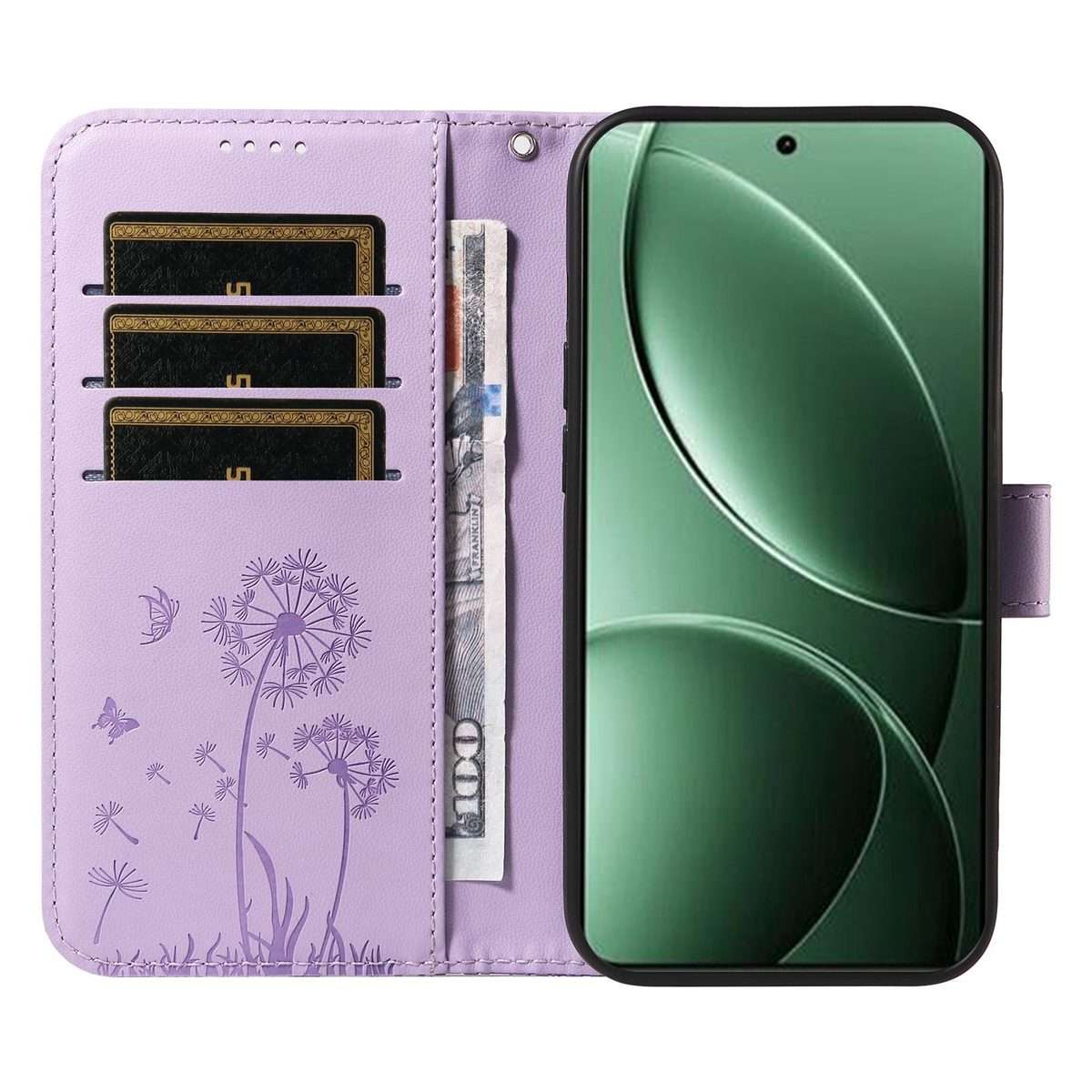 For Redmi K80 / K80 Pro Dandelion Embossed Pattern Flip Leather Phone Case(Purple)