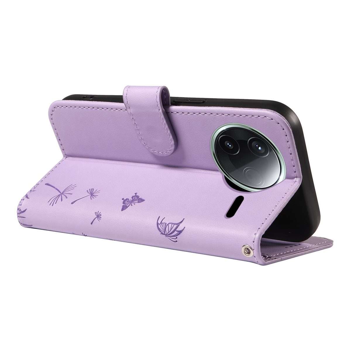 For Redmi K80 / K80 Pro Dandelion Embossed Pattern Flip Leather Phone Case(Purple)