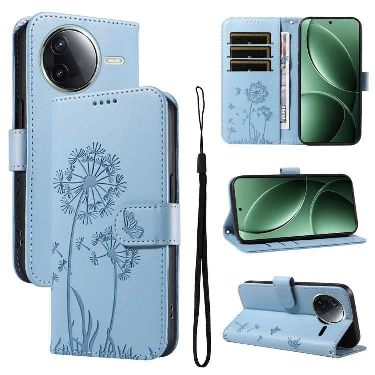 For Redmi K80 / K80 Pro Dandelion Embossed Pattern Flip Leather Phone Case(Sky Blue)