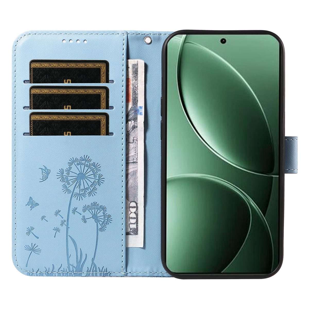 For Redmi K80 / K80 Pro Dandelion Embossed Pattern Flip Leather Phone Case(Sky Blue)