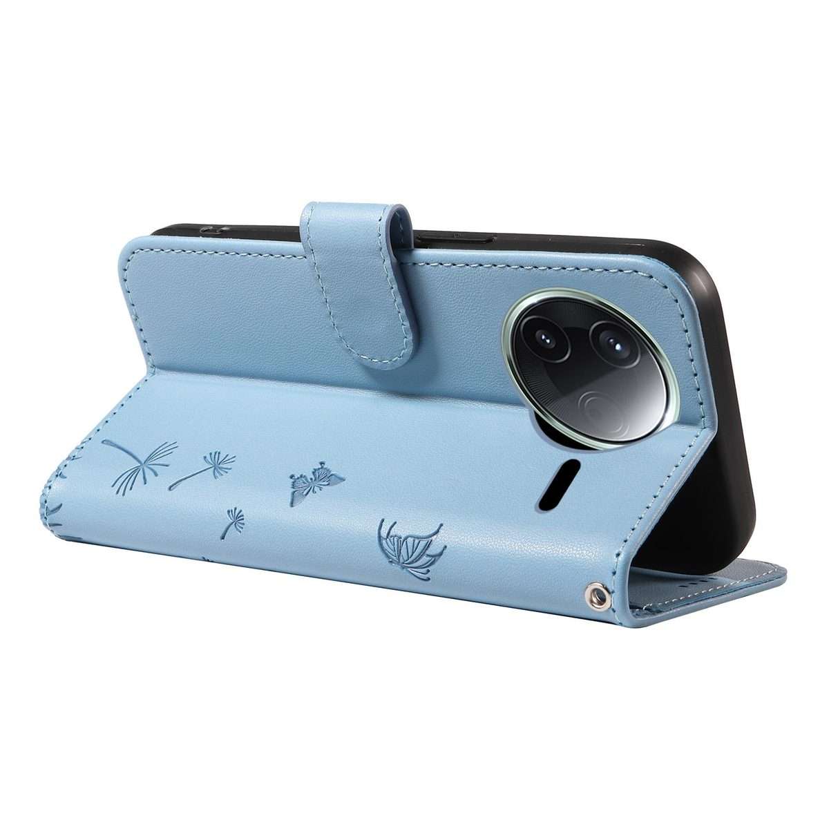For Redmi K80 / K80 Pro Dandelion Embossed Pattern Flip Leather Phone Case(Sky Blue)