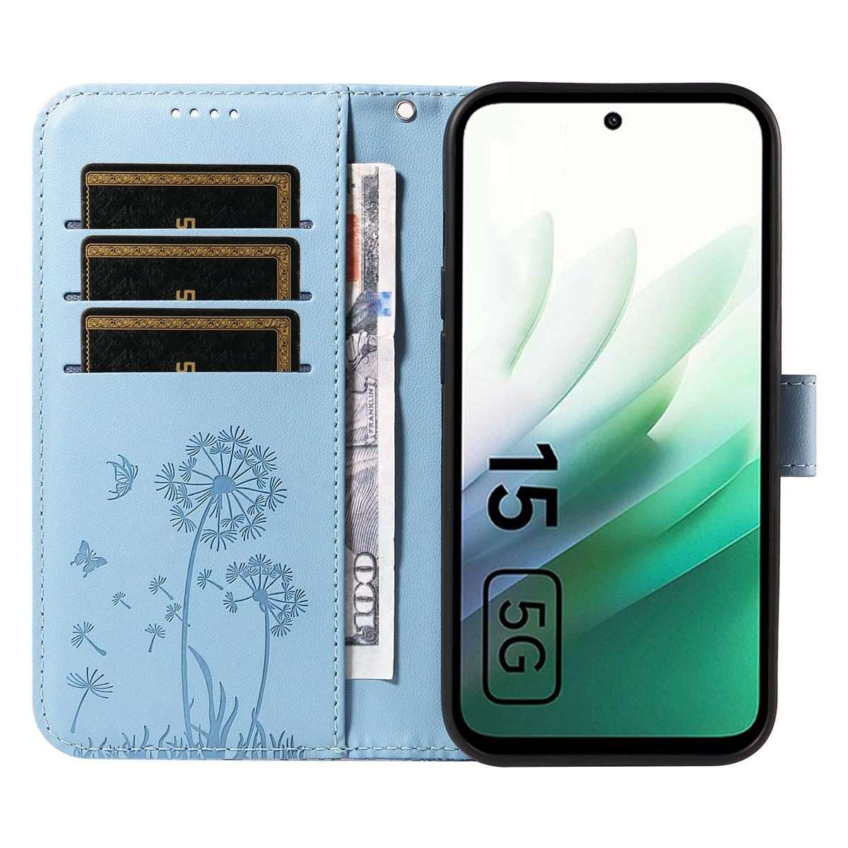 For Redmi 15 5G Global/15 4G SEA 169.5mm Dandelion Embossed Pattern Flip Leather Ph ... (Sky Blue)