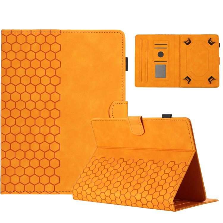 7 inch Honeycomb Embossed Leather Smart Tablet Case(Yellow)