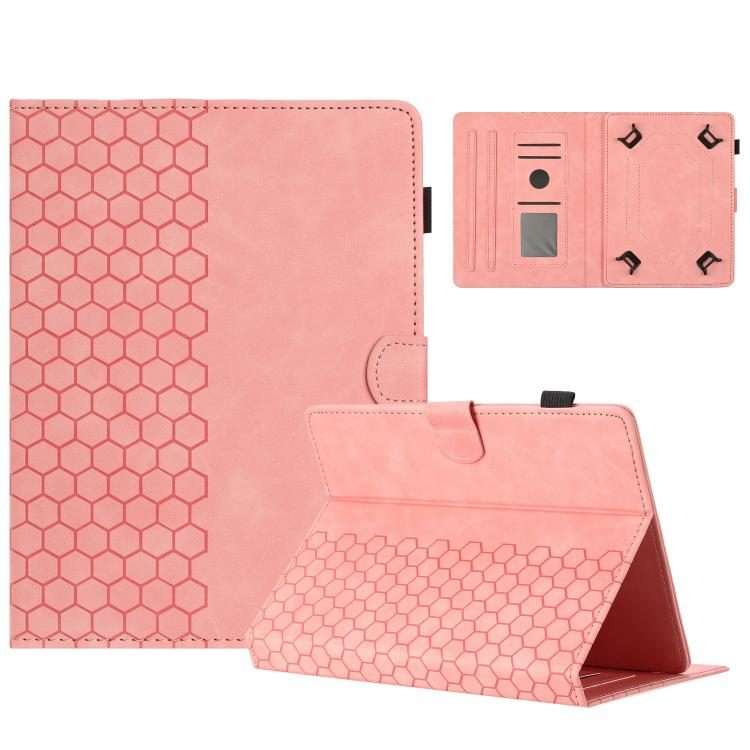 7 inch Honeycomb Embossed Leather Smart Tablet Case(Pink)