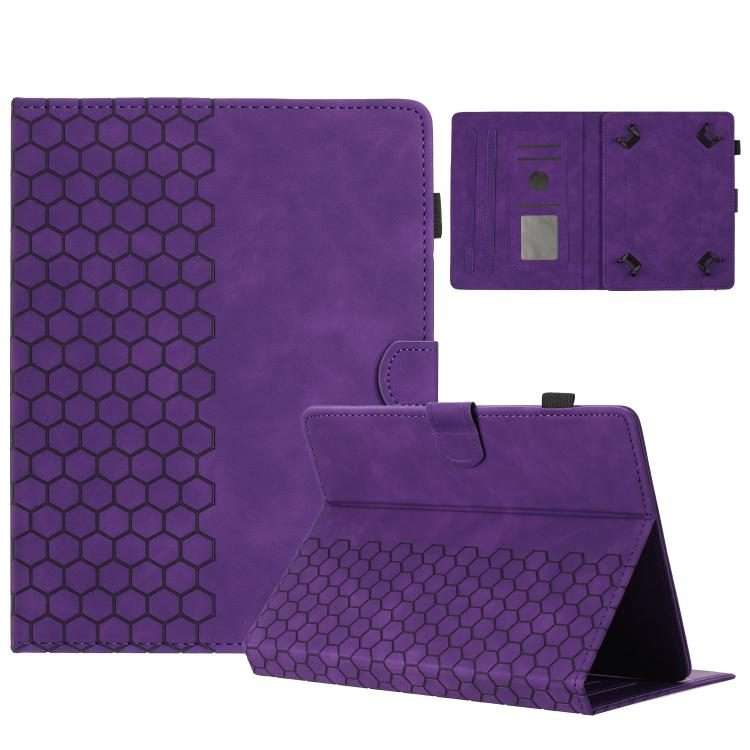 8 inch Honeycomb Embossed Leather Smart Tablet Case(Purple)