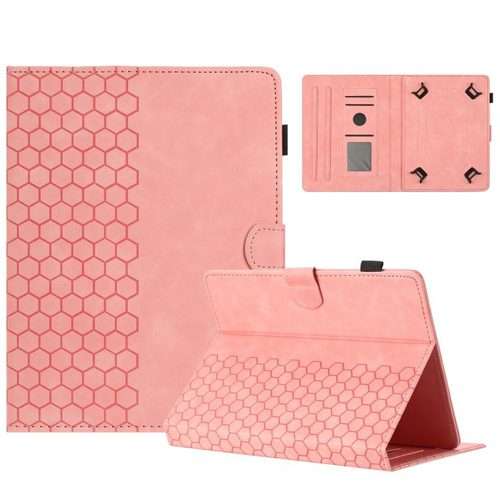 8 inch Honeycomb Embossed Leather Smart Tablet Case(Pink)