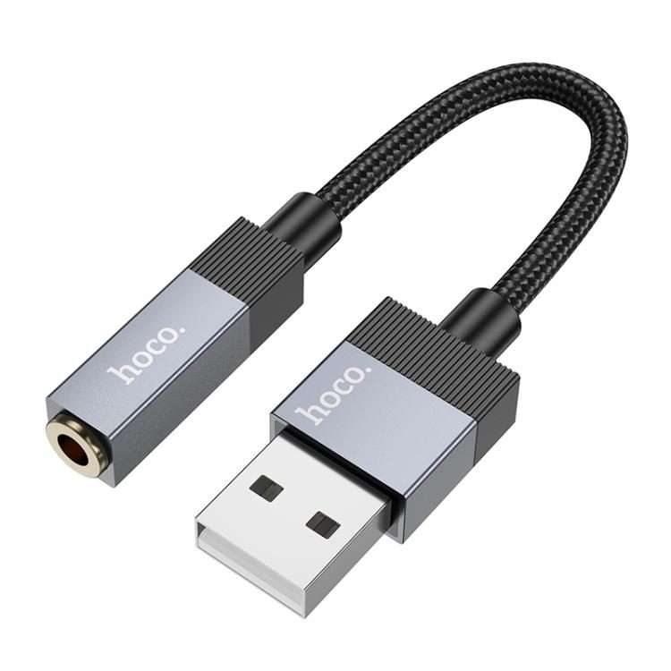 hoco UPA32D USB to 3.5mm Female Clever Audio Converter, Length:15cm(Black)
