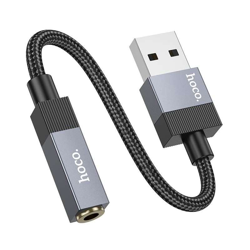 hoco UPA32D USB to 3.5mm Female Clever Audio Converter, Length:15cm(Black)