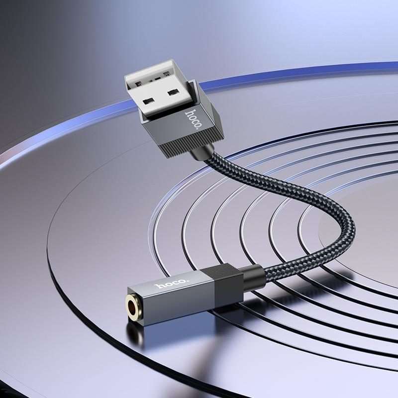 hoco UPA32D USB to 3.5mm Female Clever Audio Converter, Length:15cm(Black)