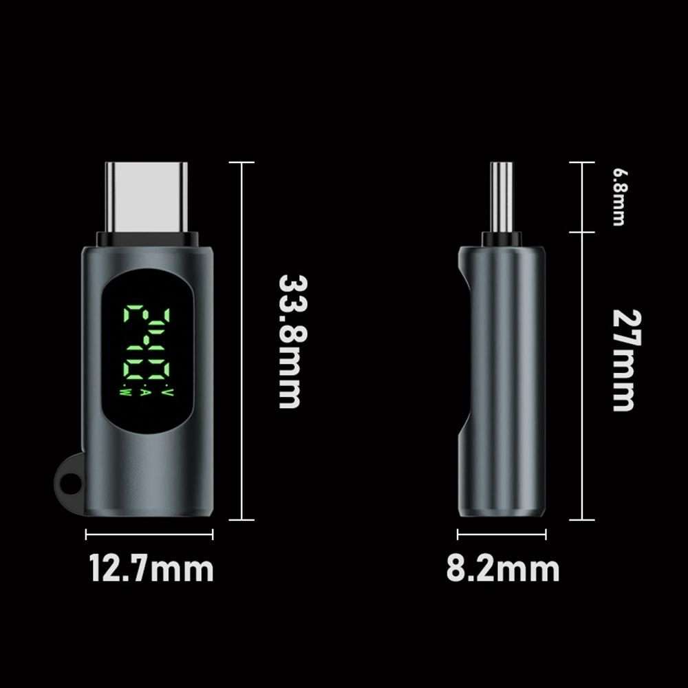 Type-C Male to Type-C Female 240W 80Gbps Adapter with Digital Display(Black)