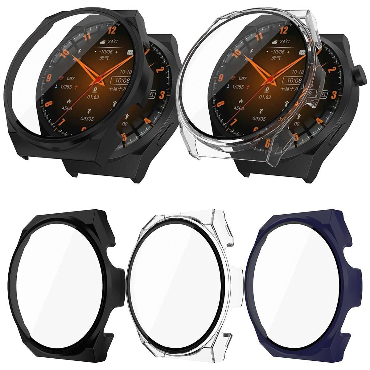 For Wearfit X5 Pro PC + Tempered Film Integrated Watch Protective Case(Transparent)