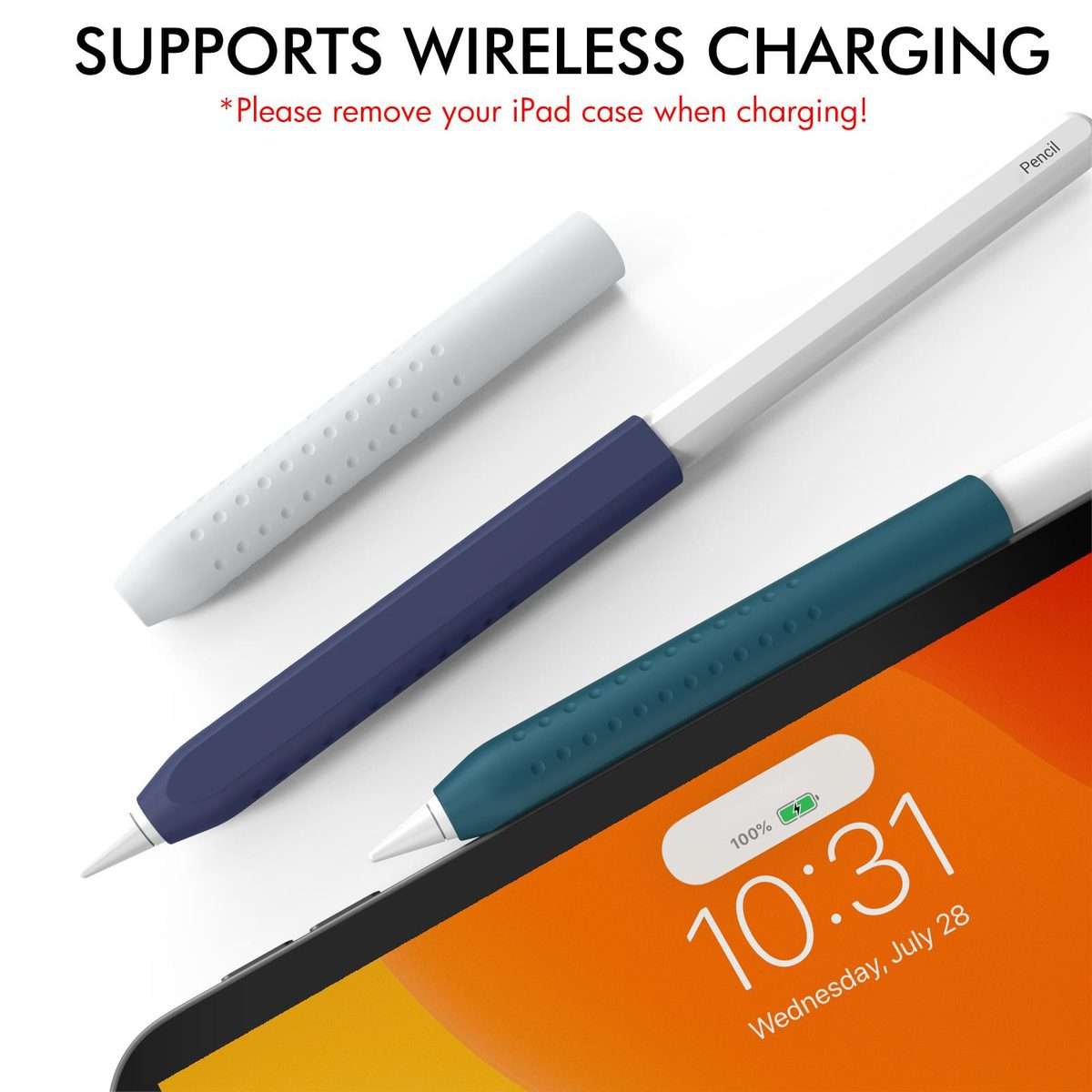 LC182-X 3pcs / Set Stylus Silicone Protective Grip Cover for Apple Pen ... (White+Blue+Dark Green)