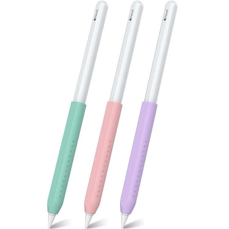 LC182-X 3pcs / Set Stylus Silicone Protective Grip Cover for Apple ... (Emerald Green+Pink+Purple)