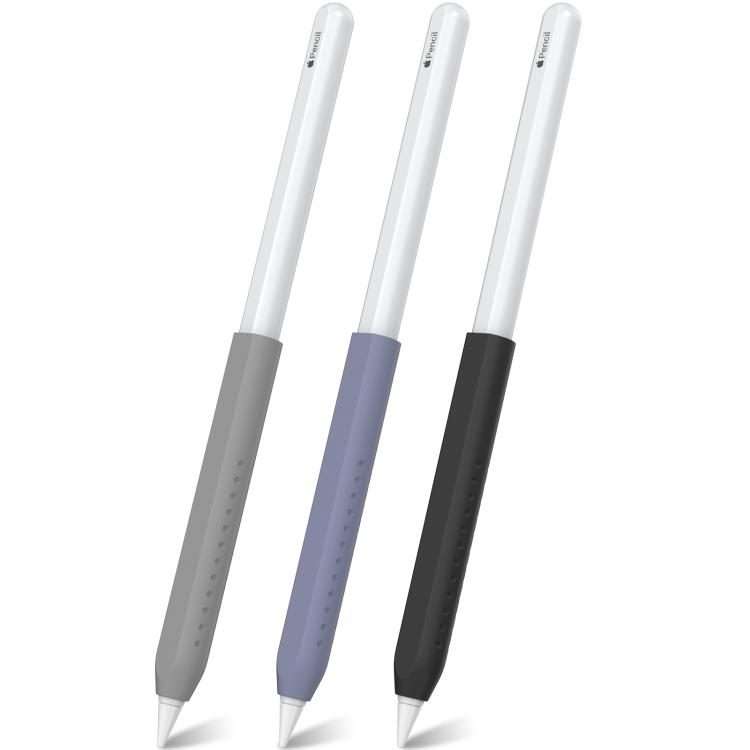 LC182-X 3pcs / Set Stylus Silicone Protective Grip Cover for Apple Pe ... (Grey+Blue-purple+Black)