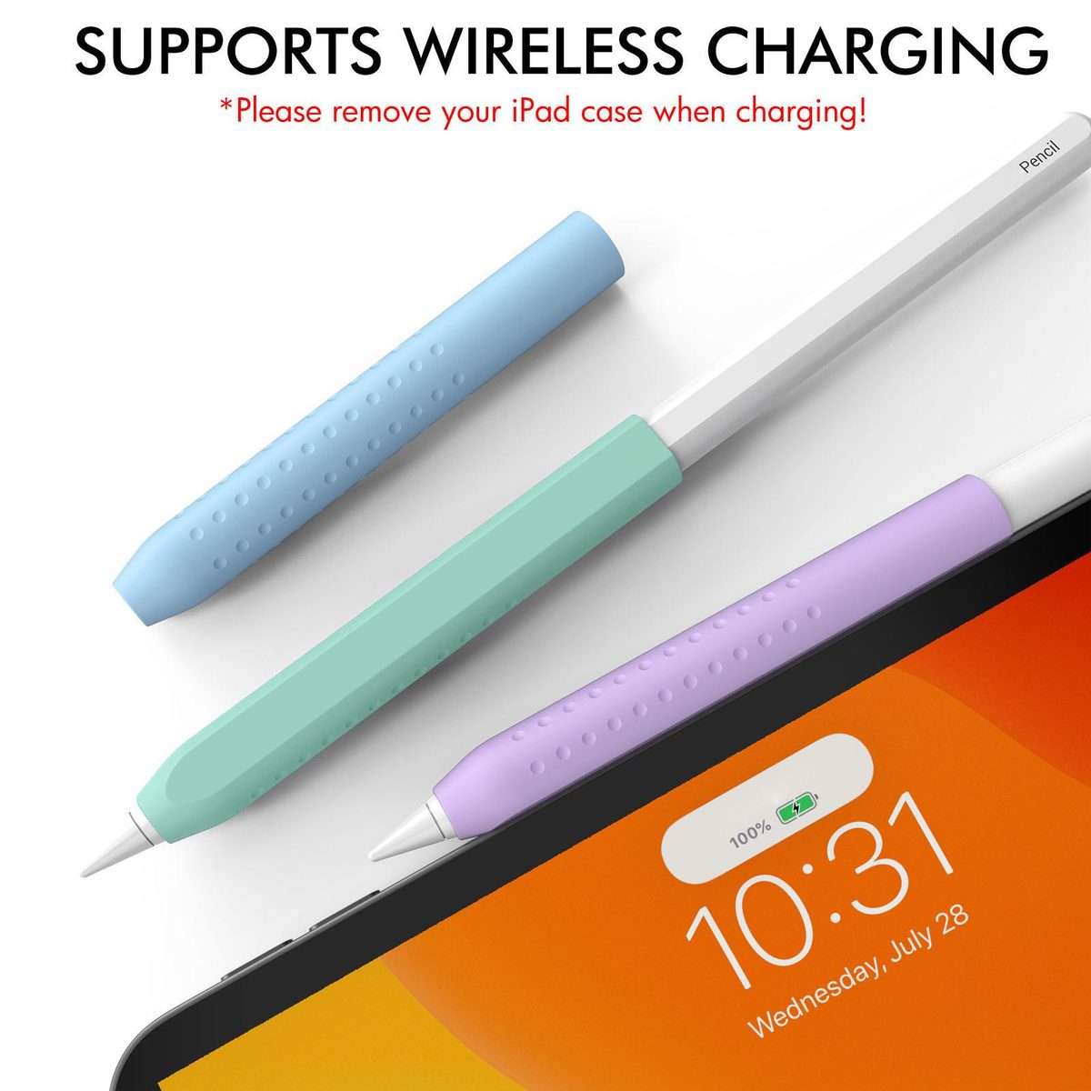 LC182-X 3pcs / Set Stylus Silicone Protective Grip Cover for Apple Pencil ... (Blue+Green+Purple)
