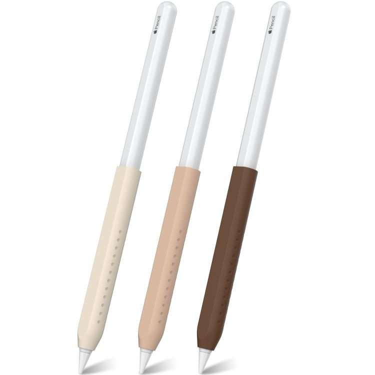 LC182-X 3pcs / Set Stylus Silicone Protective Grip Cover for Apple Penc ... (Beige+Milk Tea+Brown)