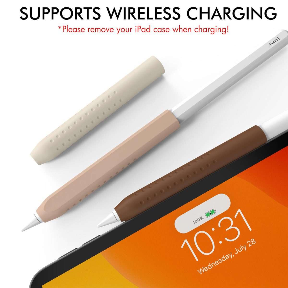 LC182-X 3pcs / Set Stylus Silicone Protective Grip Cover for Apple Penc ... (Beige+Milk Tea+Brown)