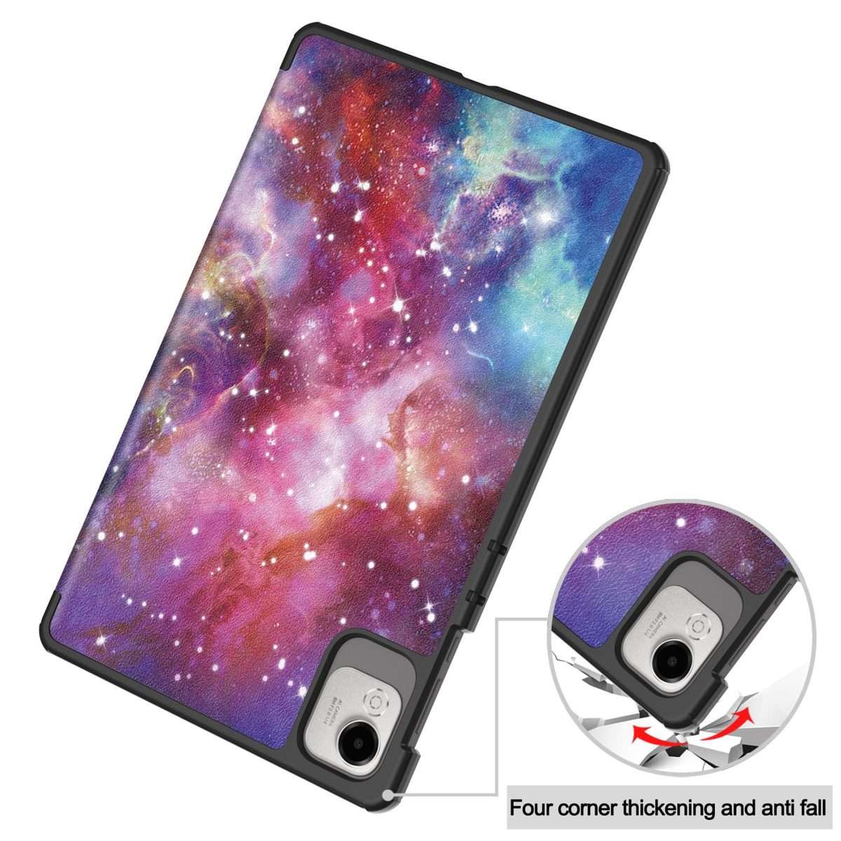 For Honor Pad X9 Pro Custer Painted 3-Fold Holder Leather Tablet Case(Starry Way Nebula)
