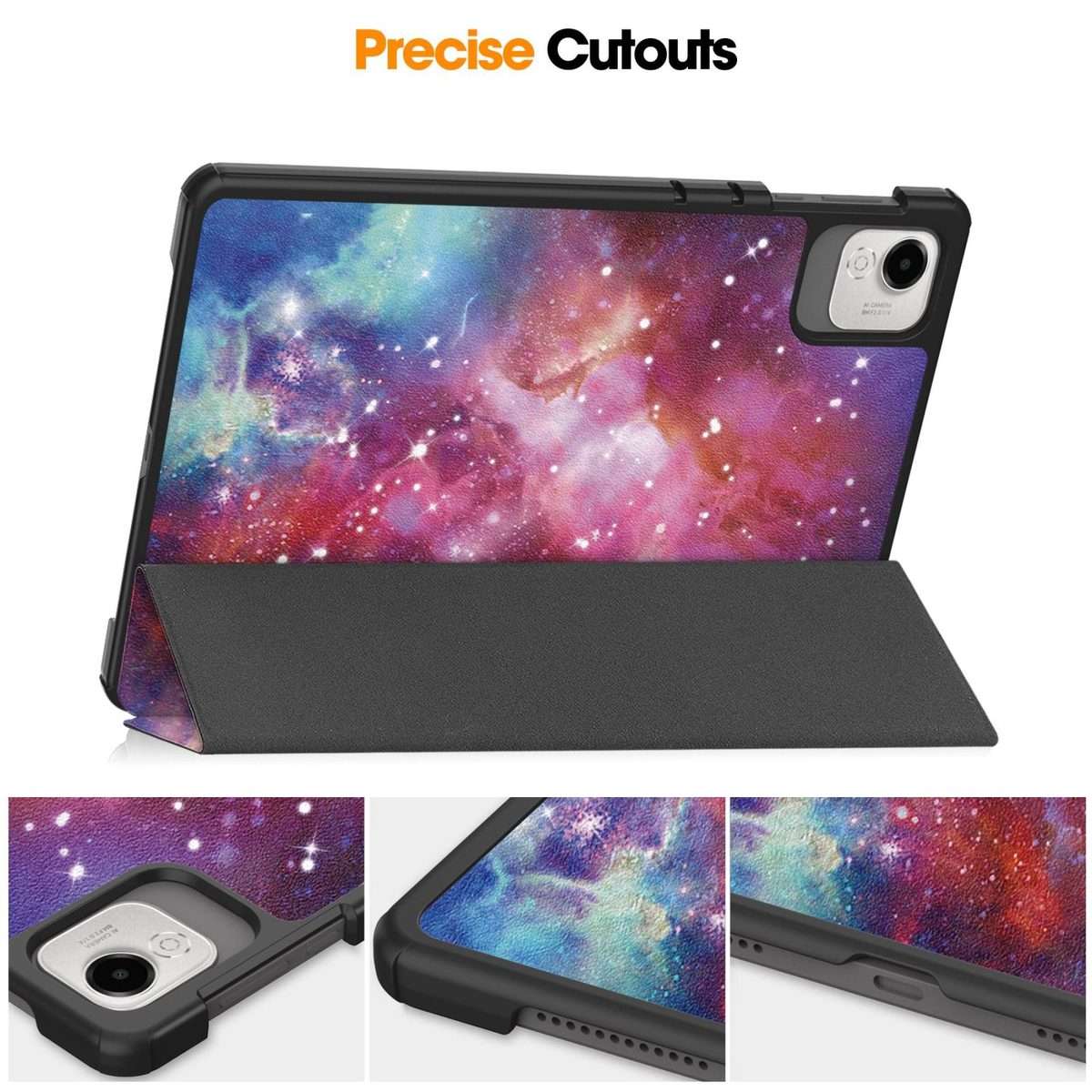 For Honor Pad X9 Pro Custer Painted 3-Fold Holder Leather Tablet Case(Starry Way Nebula)