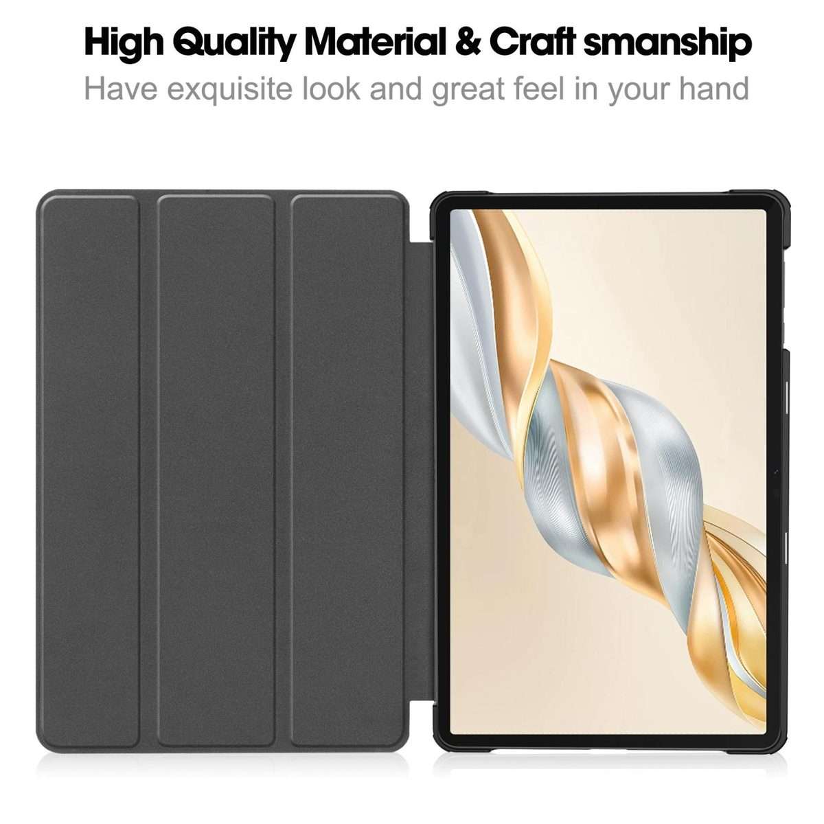 For Honor Pad X9 Pro Custer Painted 3-Fold Holder Leather Tablet Case(Lazy Cat)