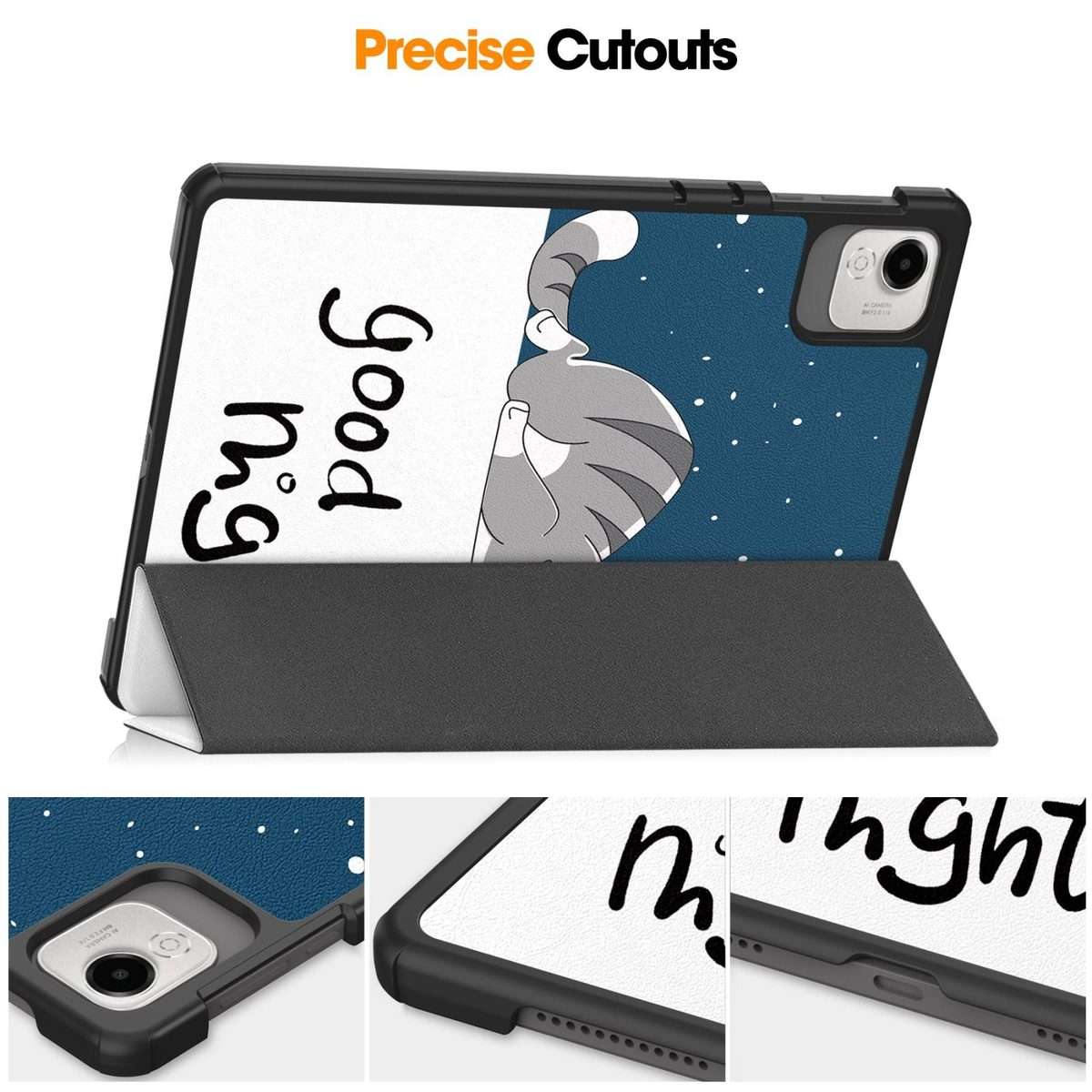 For Honor Pad X9 Pro Custer Painted 3-Fold Holder Leather Tablet Case(Lazy Cat)