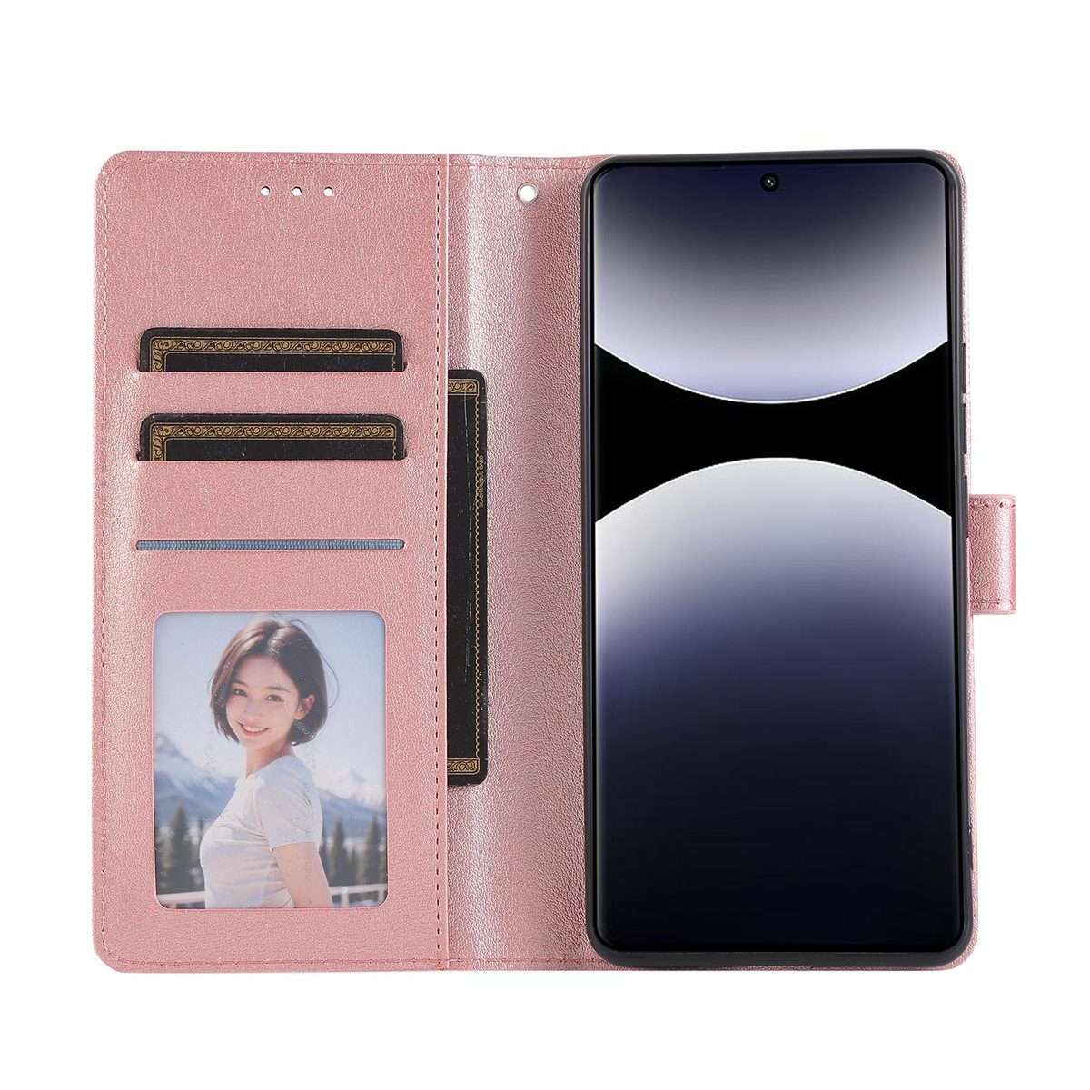 For Redmi Note 14 Pro 5G / 14 Pro+ 3-Card Slots Multifunctional Leather Phone Case(Rose Gold)
