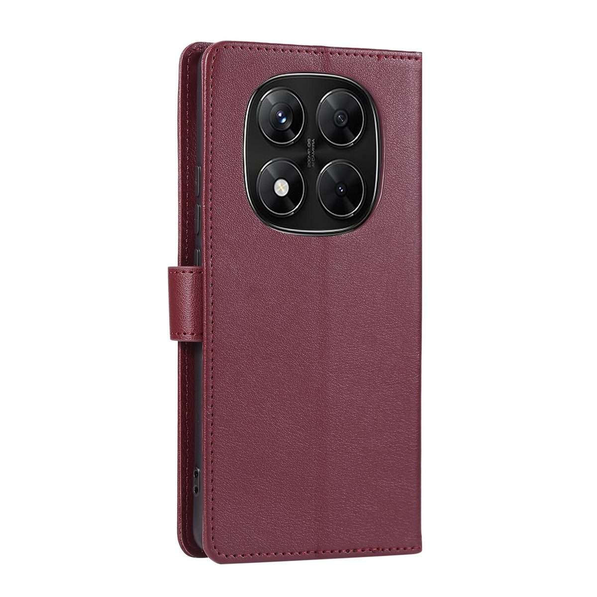 For Redmi Note 14 Pro 5G / 14 Pro+ 3-Card Slots Multifunctional Leather Phone Case(Wine Red)