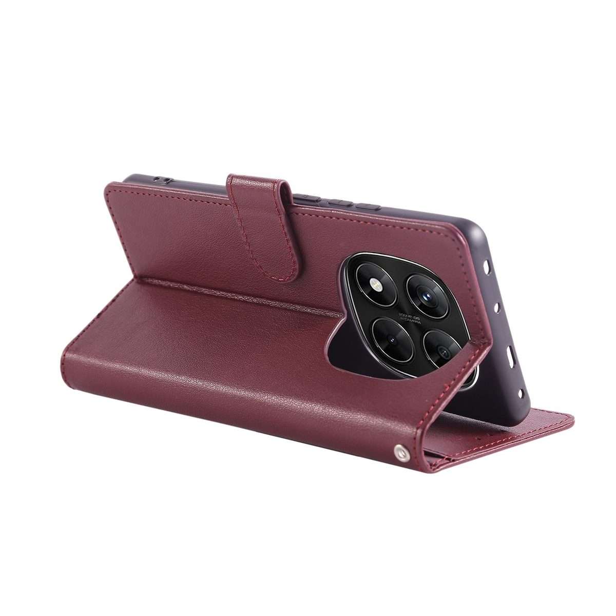 For Redmi Note 14 Pro 5G / 14 Pro+ 3-Card Slots Multifunctional Leather Phone Case(Wine Red)