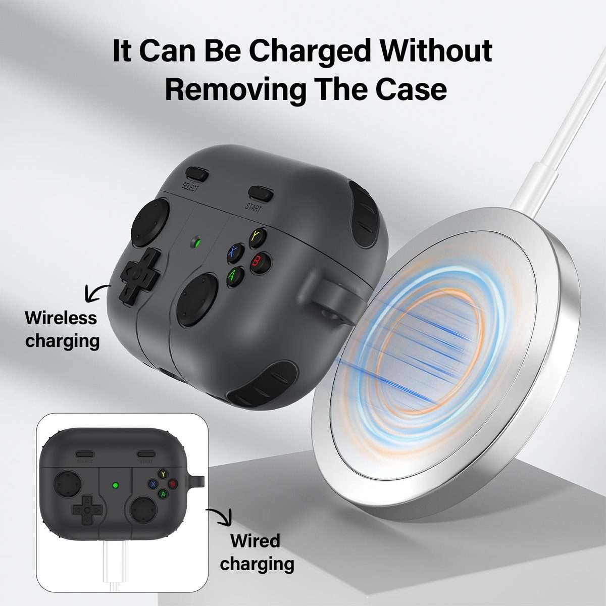 For AirPods Pro 2 Game Console Style Wireless Earphone Silicone Case(Dark Grey)