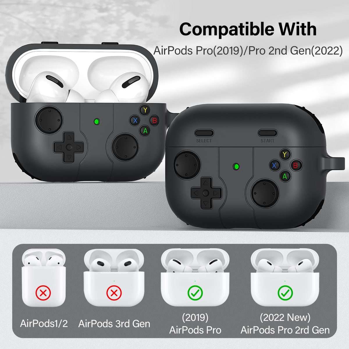 For AirPods Pro 2 Game Console Style Wireless Earphone Silicone Case(Dark Grey)