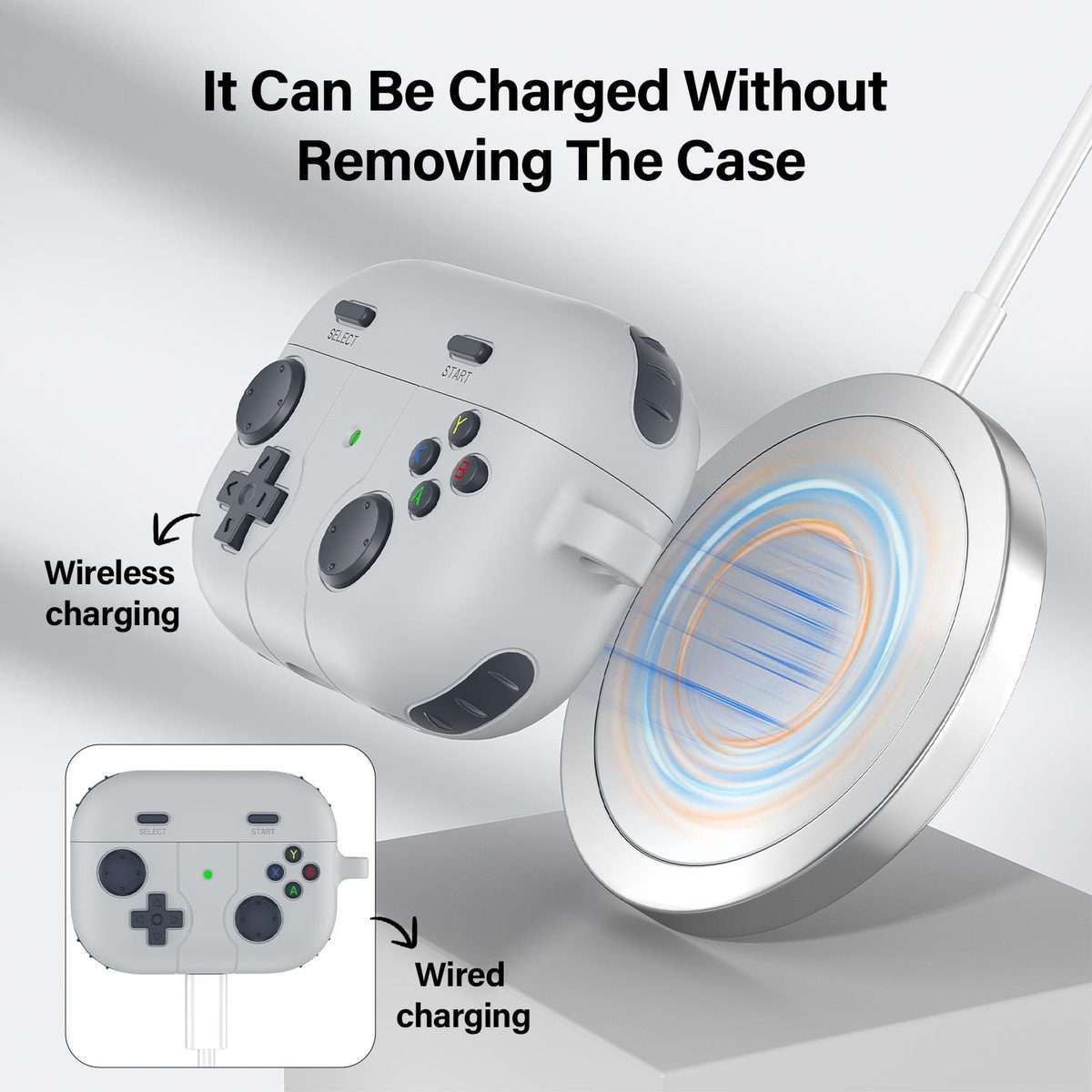 For AirPods Pro 2 Game Console Style Wireless Earphone Silicone Case(Rock Grey)