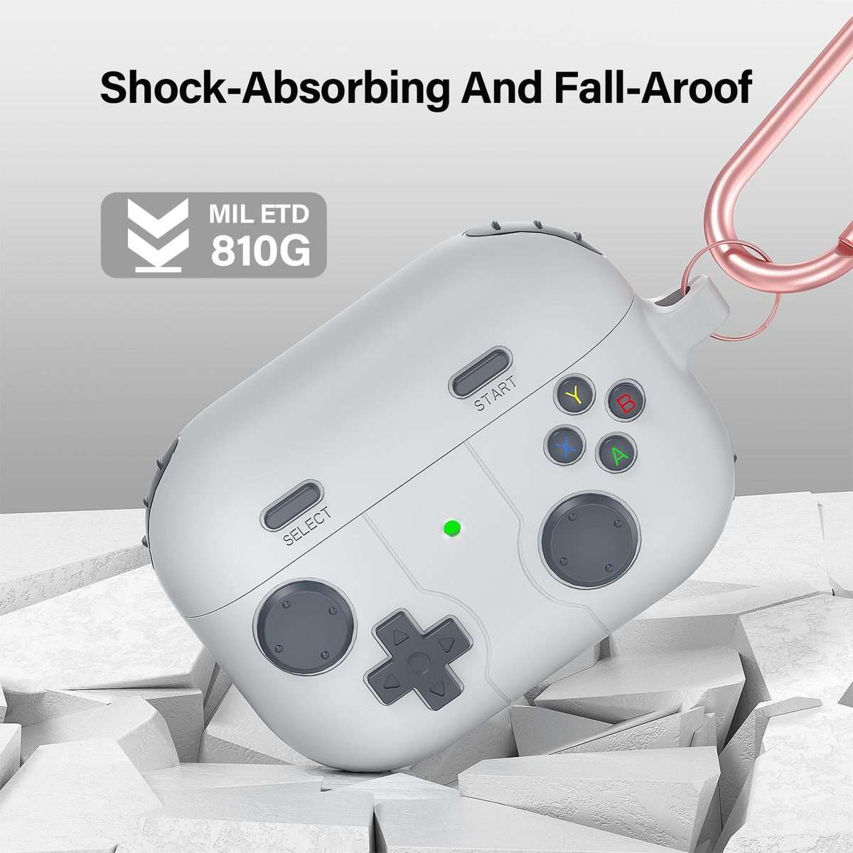 For AirPods Pro 2 Game Console Style Wireless Earphone Silicone Case(Rock Grey)
