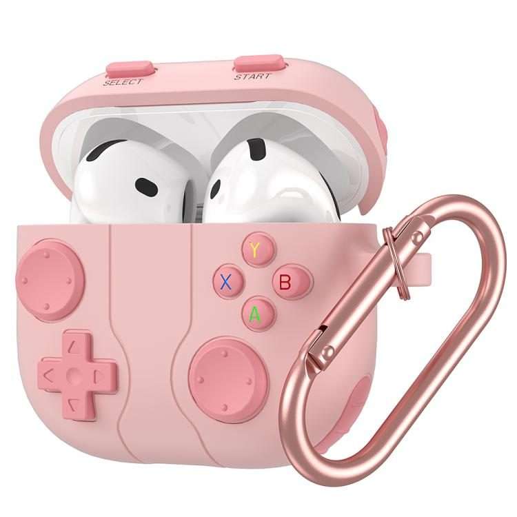 For AirPods 4 Game Console Style Wireless Earphone Silicone Case(Pink)