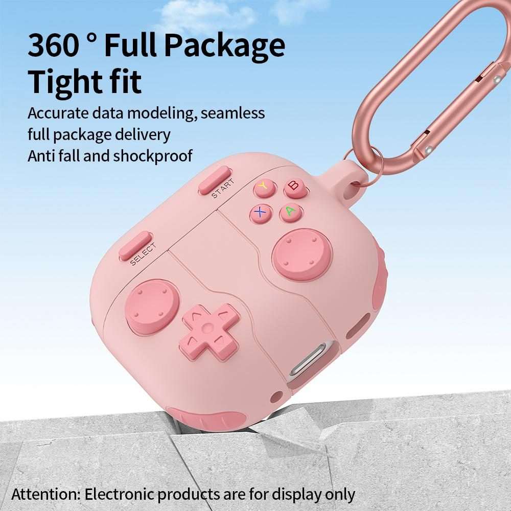 For AirPods 4 Game Console Style Wireless Earphone Silicone Case(Pink)