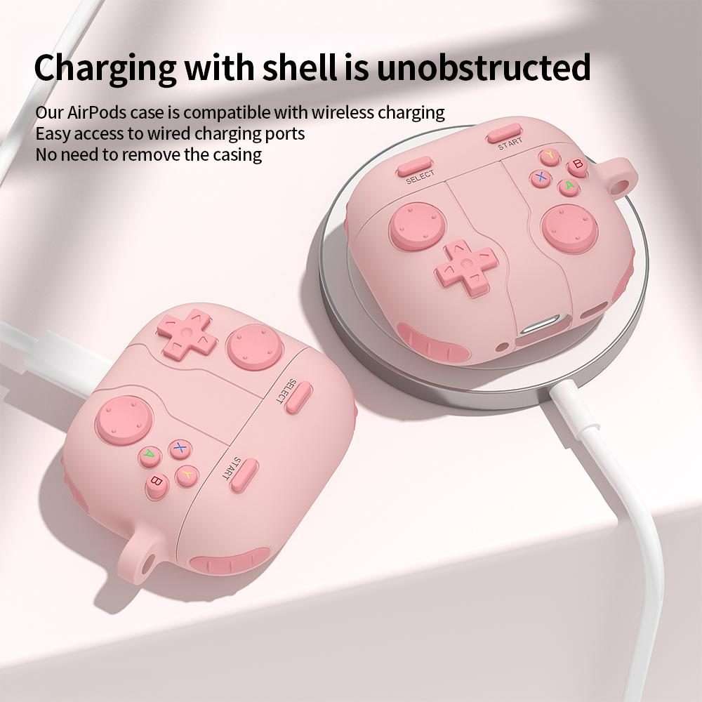 For AirPods 4 Game Console Style Wireless Earphone Silicone Case(Pink)