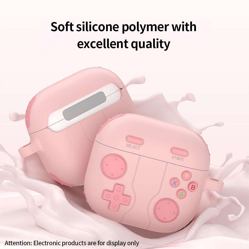 For AirPods 4 Game Console Style Wireless Earphone Silicone Case(Pink)