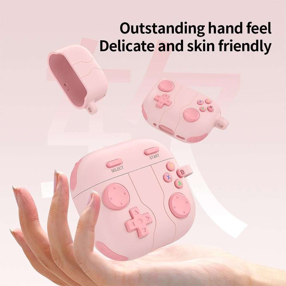 For AirPods 4 Game Console Style Wireless Earphone Silicone Case(Pink)