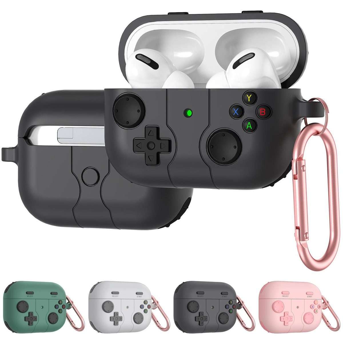 For AirPods 4 Game Console Style Wireless Earphone Silicone Case(Pink)