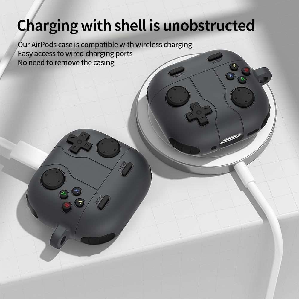 For AirPods 4 Game Console Style Wireless Earphone Silicone Case(Dark Grey)