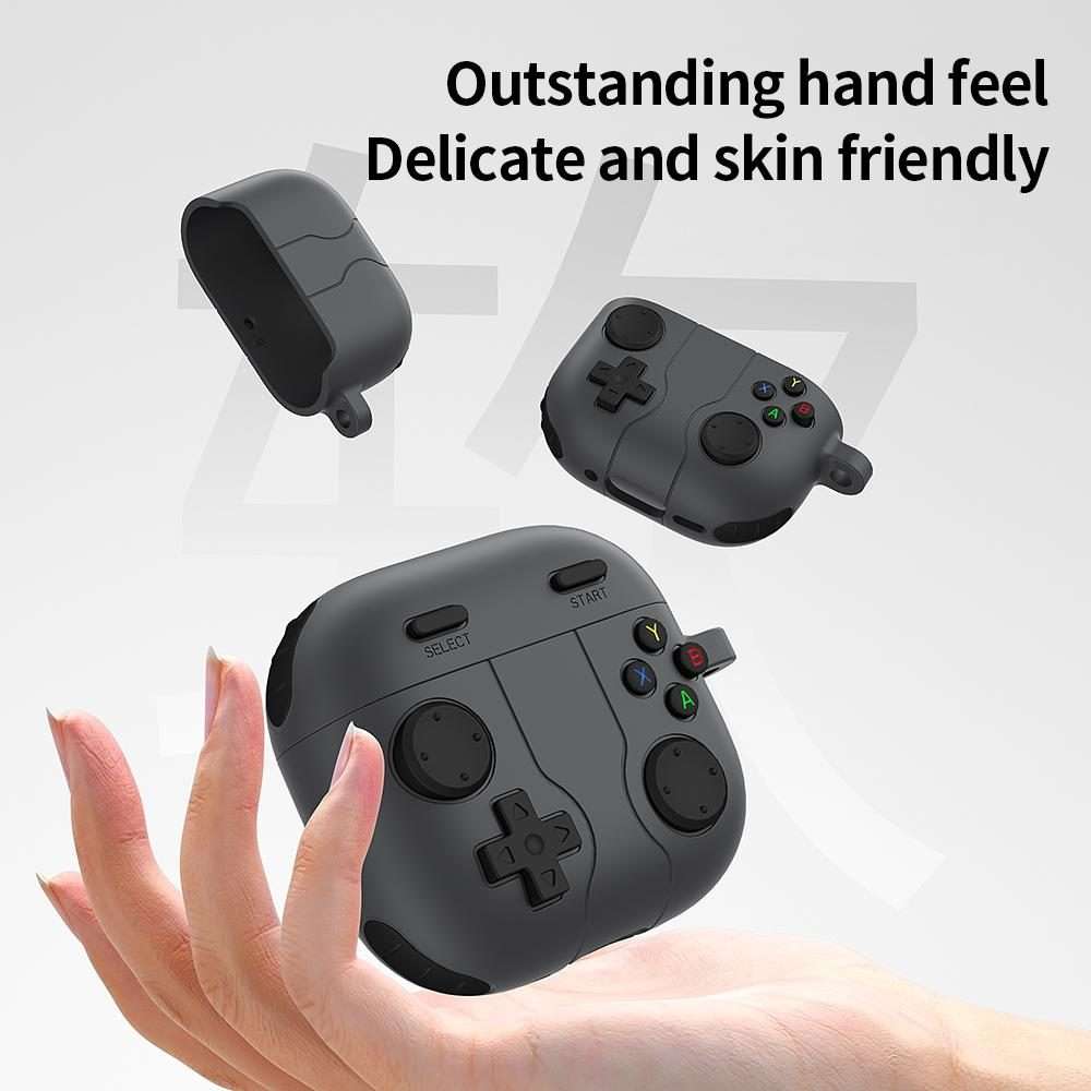 For AirPods 4 Game Console Style Wireless Earphone Silicone Case(Dark Grey)