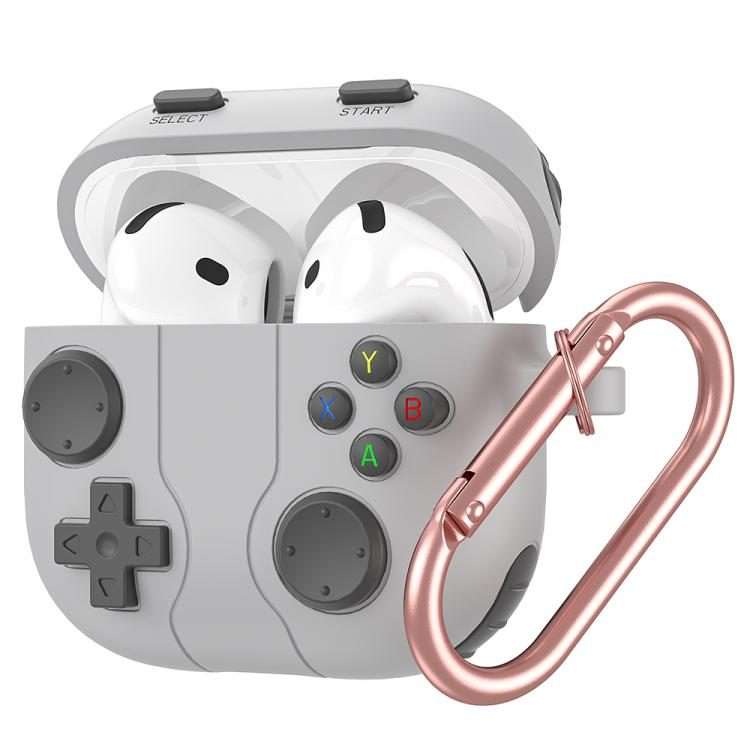 For AirPods 4 Game Console Style Wireless Earphone Silicone Case(Rock Grey)