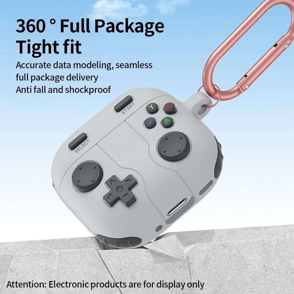 For AirPods 4 Game Console Style Wireless Earphone Silicone Case(Rock Grey)