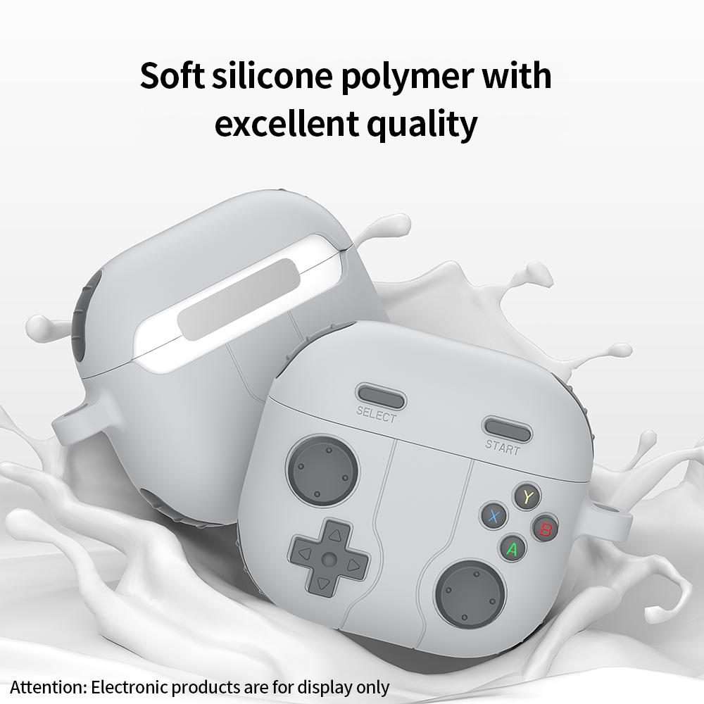 For AirPods 4 Game Console Style Wireless Earphone Silicone Case(Rock Grey)